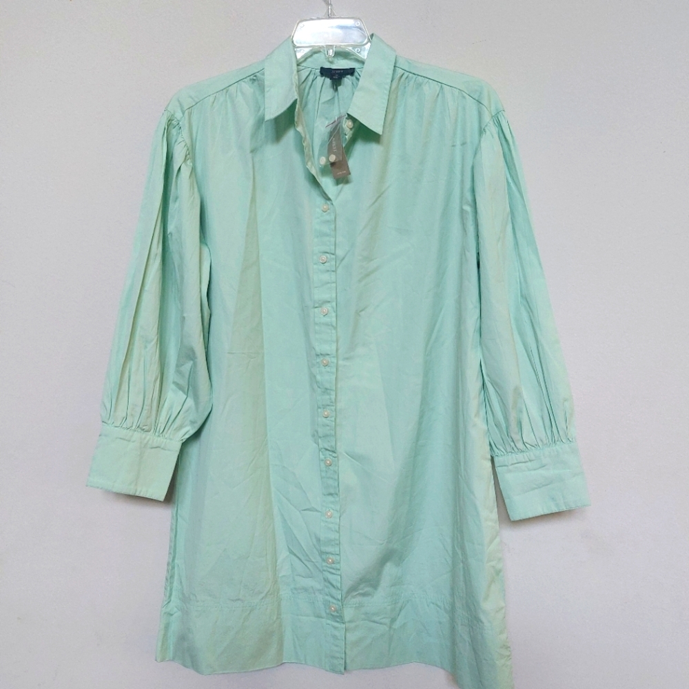 J. Crew Mint Green Button-Up Shirt Dress Sz Medium